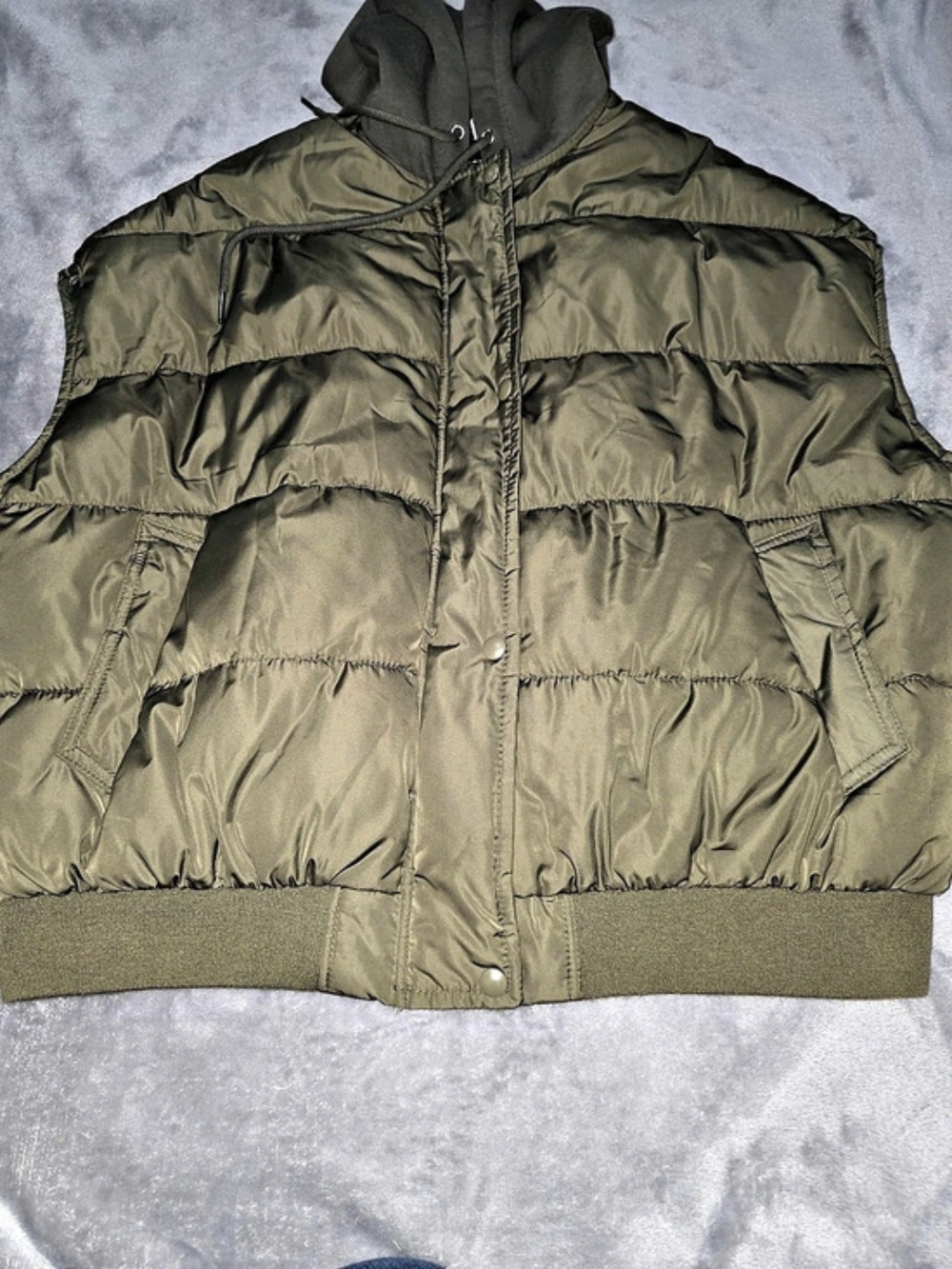 Zara Olive Super Oversized Hooded Puffer Jacket Size XS Like New